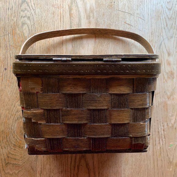 Vintage - Caro Nan - Basket Purse Painted Mushrooms Ladybug - Picture 8 of 15